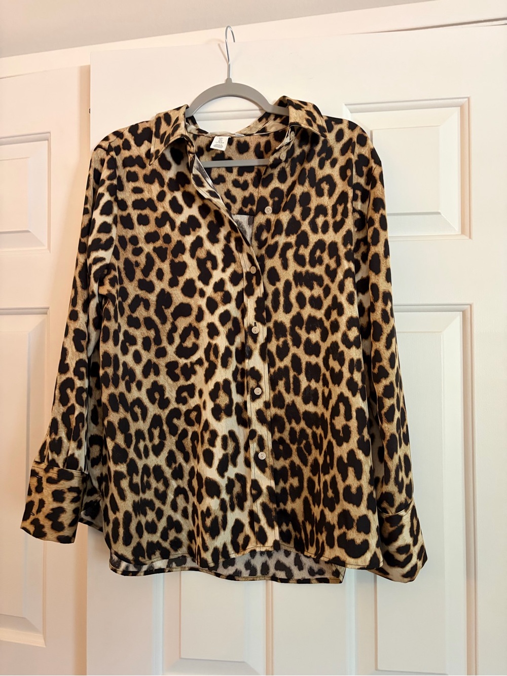 H&M Leopard Print Button-Up Blouse - Brown & Black